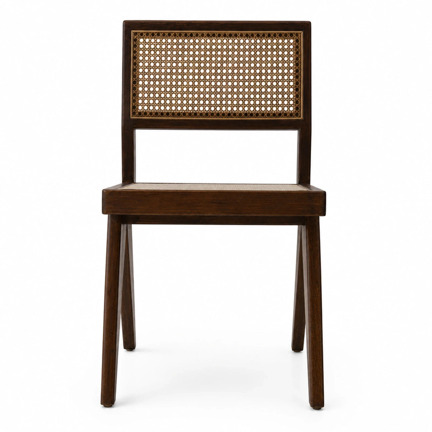 Dark Wood Rattan Back Dining Chair