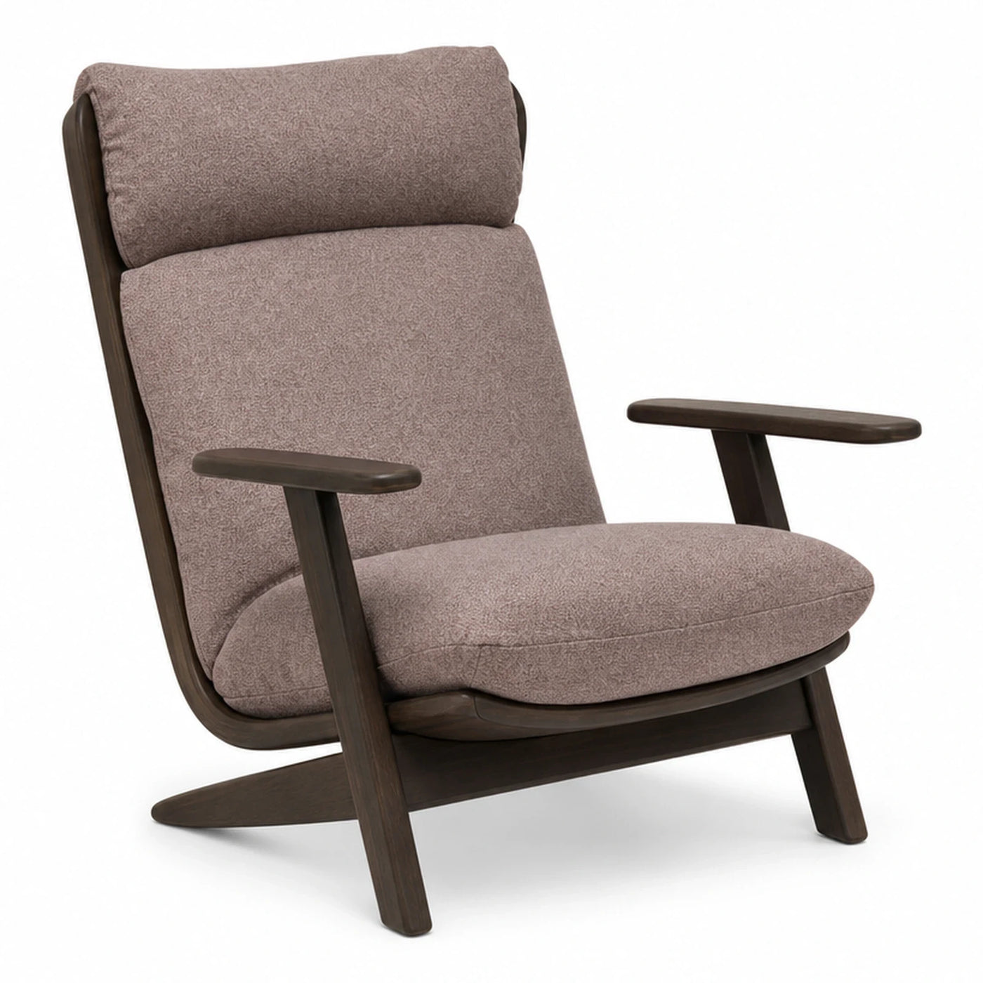 Modern Wooden Frame Lounge Chair with Boucle Upholstery