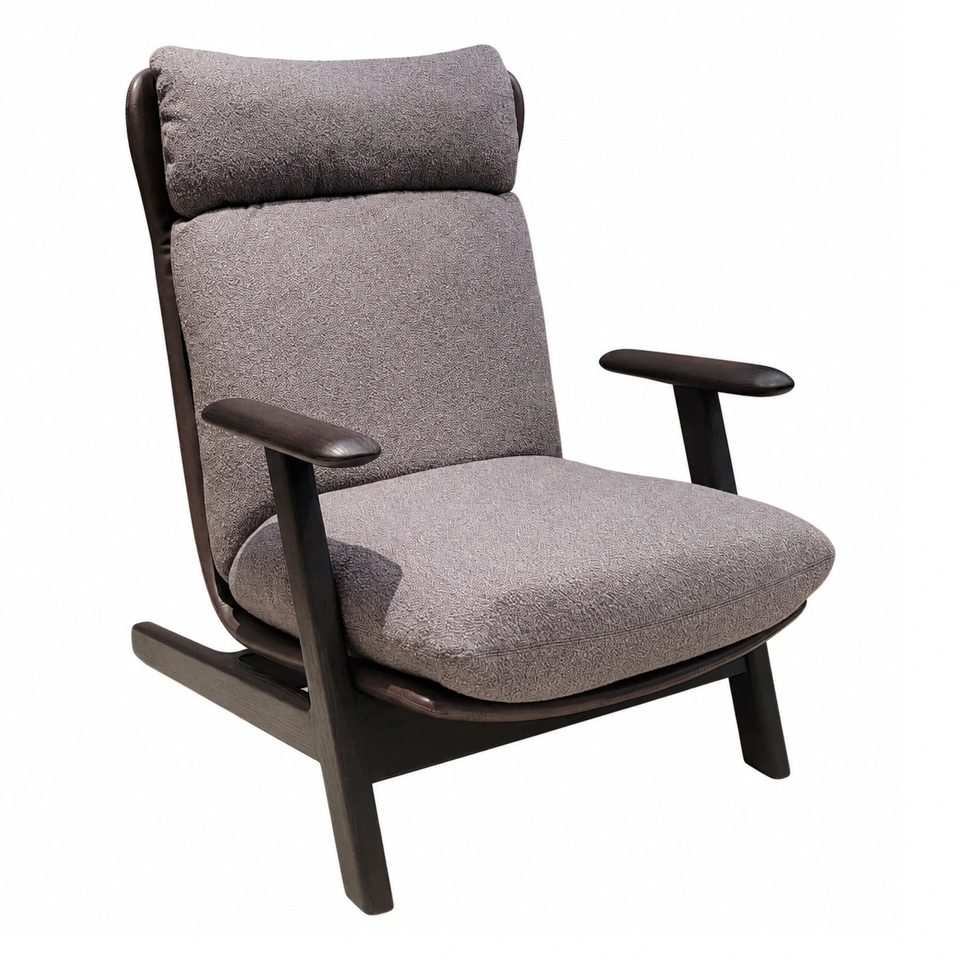 Natural Grain Grey Fabric Lounge Chair with Dark Wood Frame