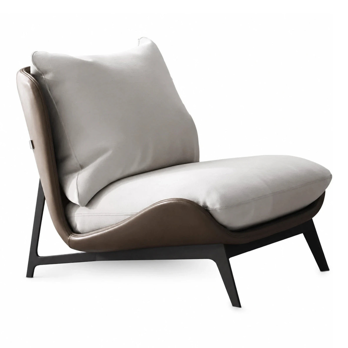 Modern Lounge Chair with Leather and Fabric Upholstery