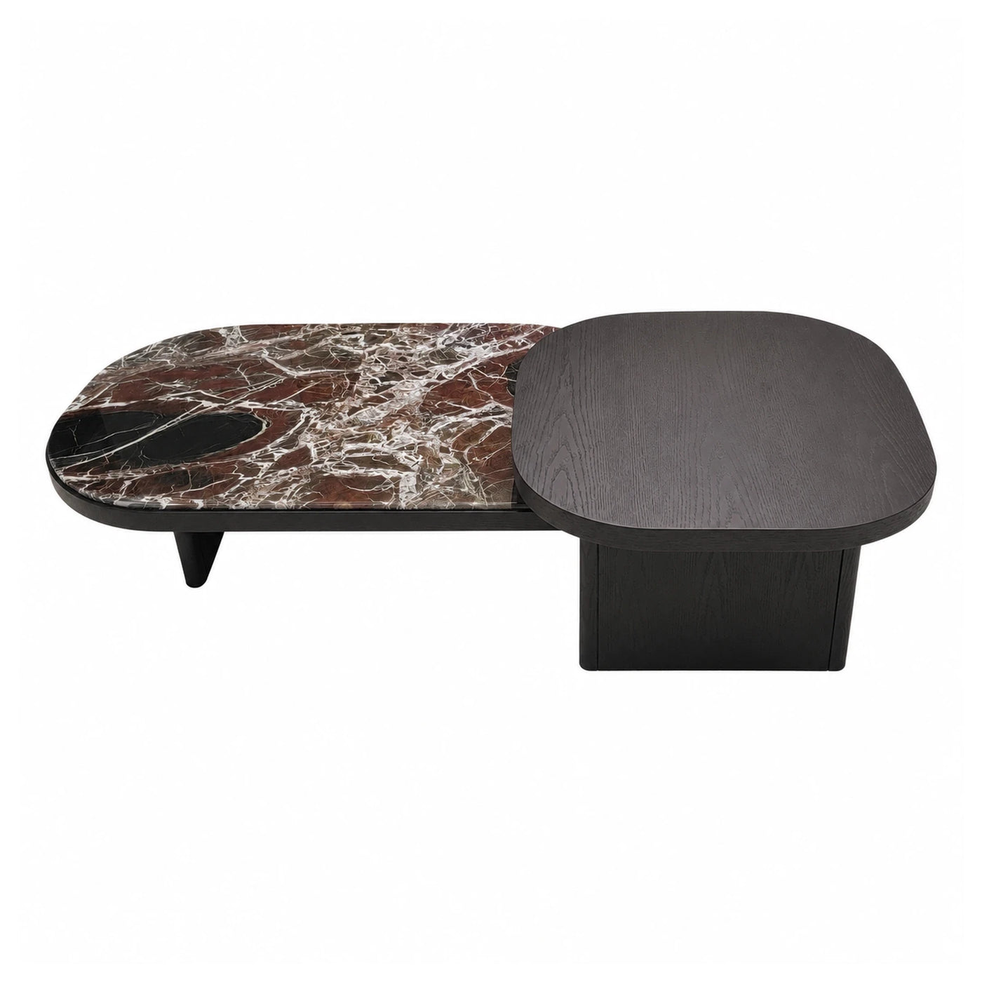 Modern Marble and Wood Coffee Table Set
