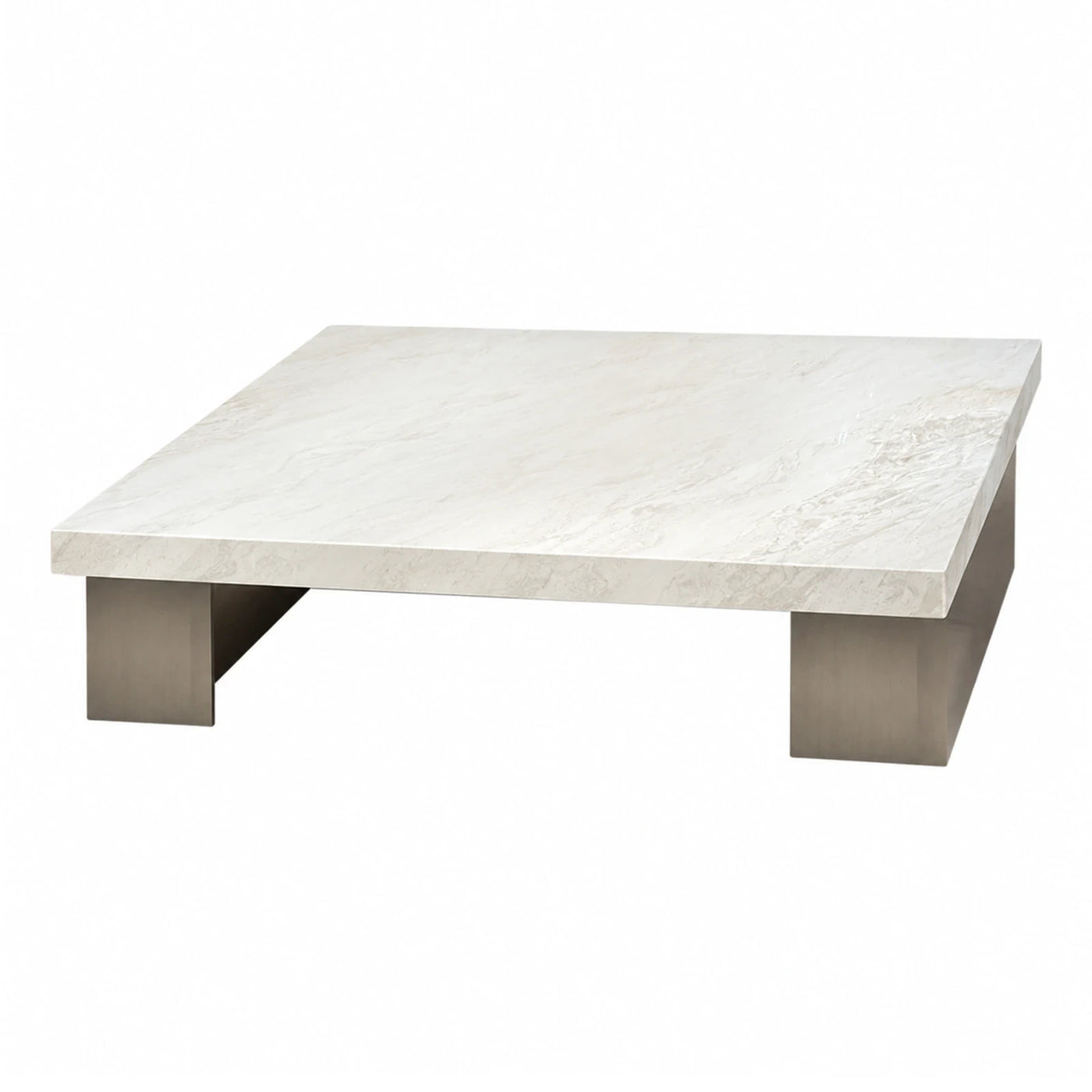 White Marble Top Coffee Table with Metal Base