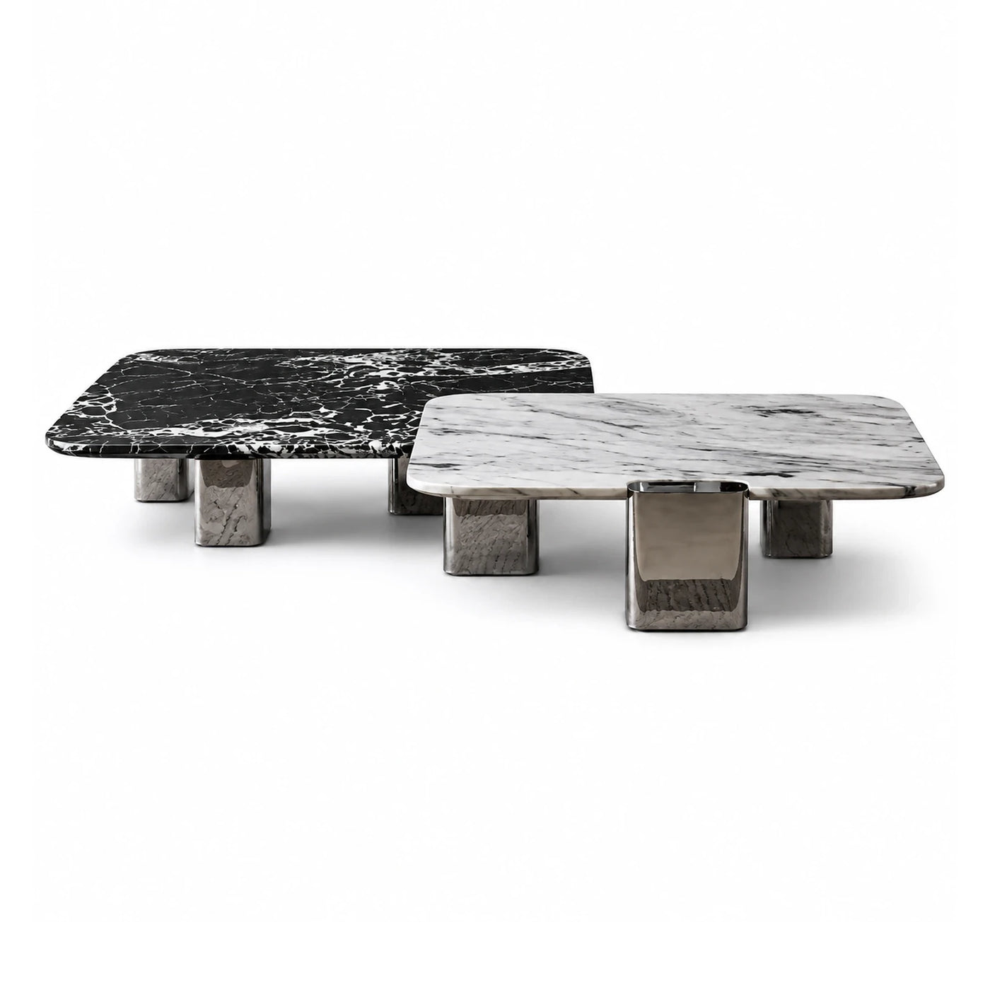 Black and White Marble Coffee Table Set