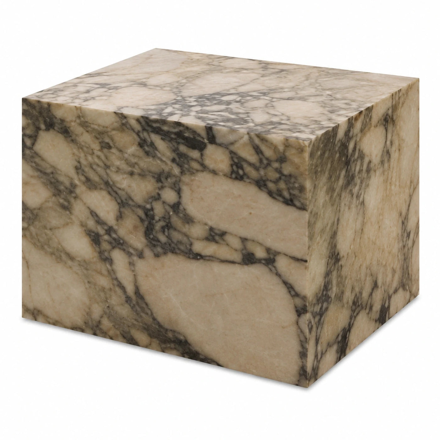 Beige Marble Cube Side Table