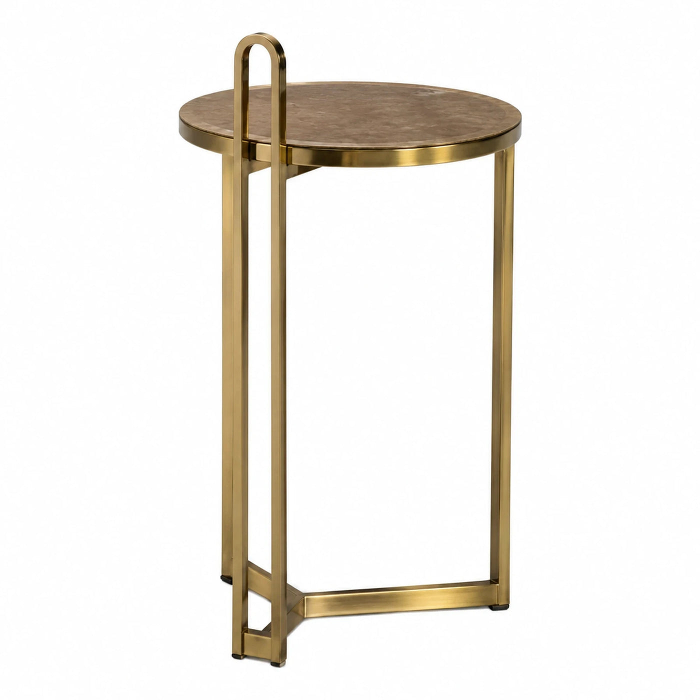 Gold Metal Side Table with Marble Top