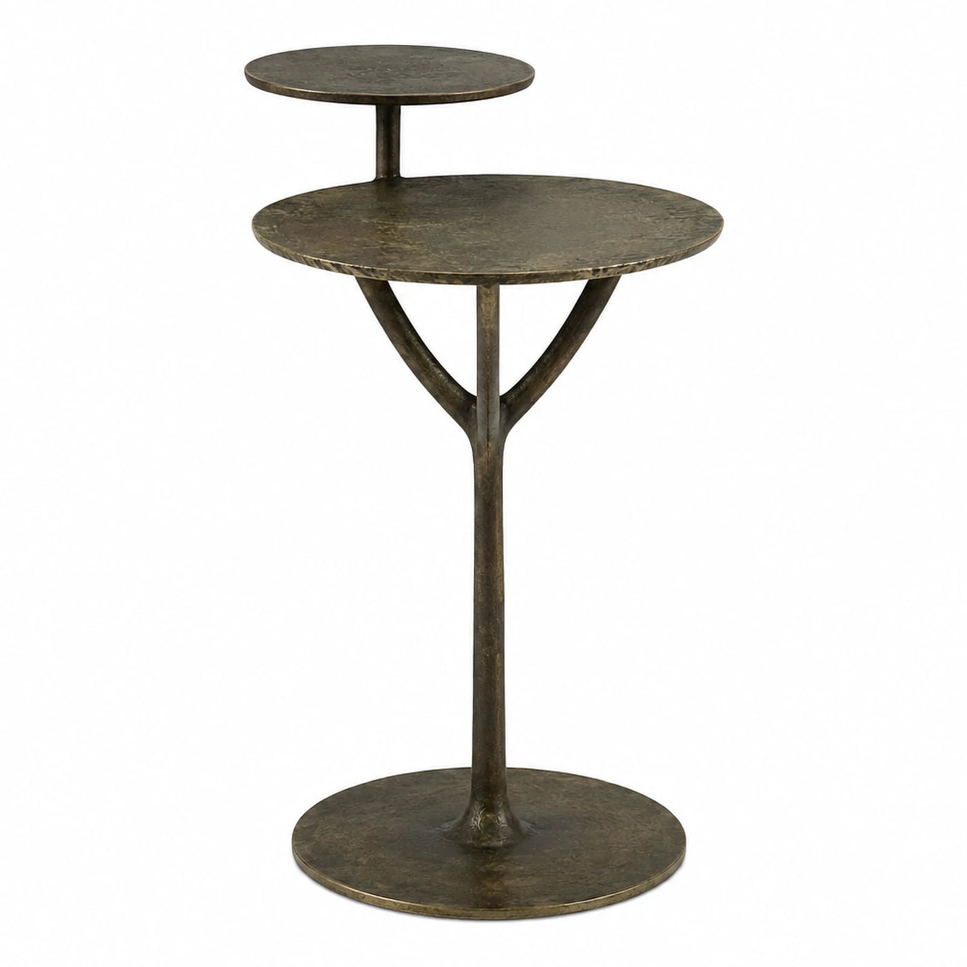 Bronze Two-Tier Round Side Table