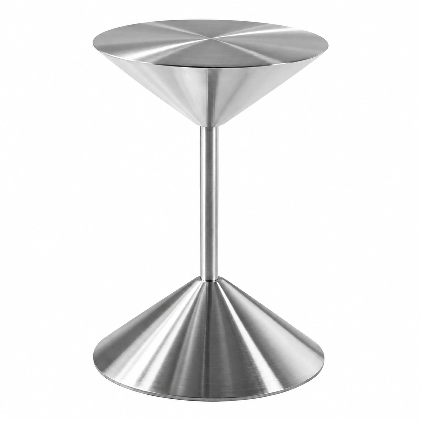 Grey Metal Linear Brushed Stainless Steel Cone Side Table Coffee Tables & End Tables