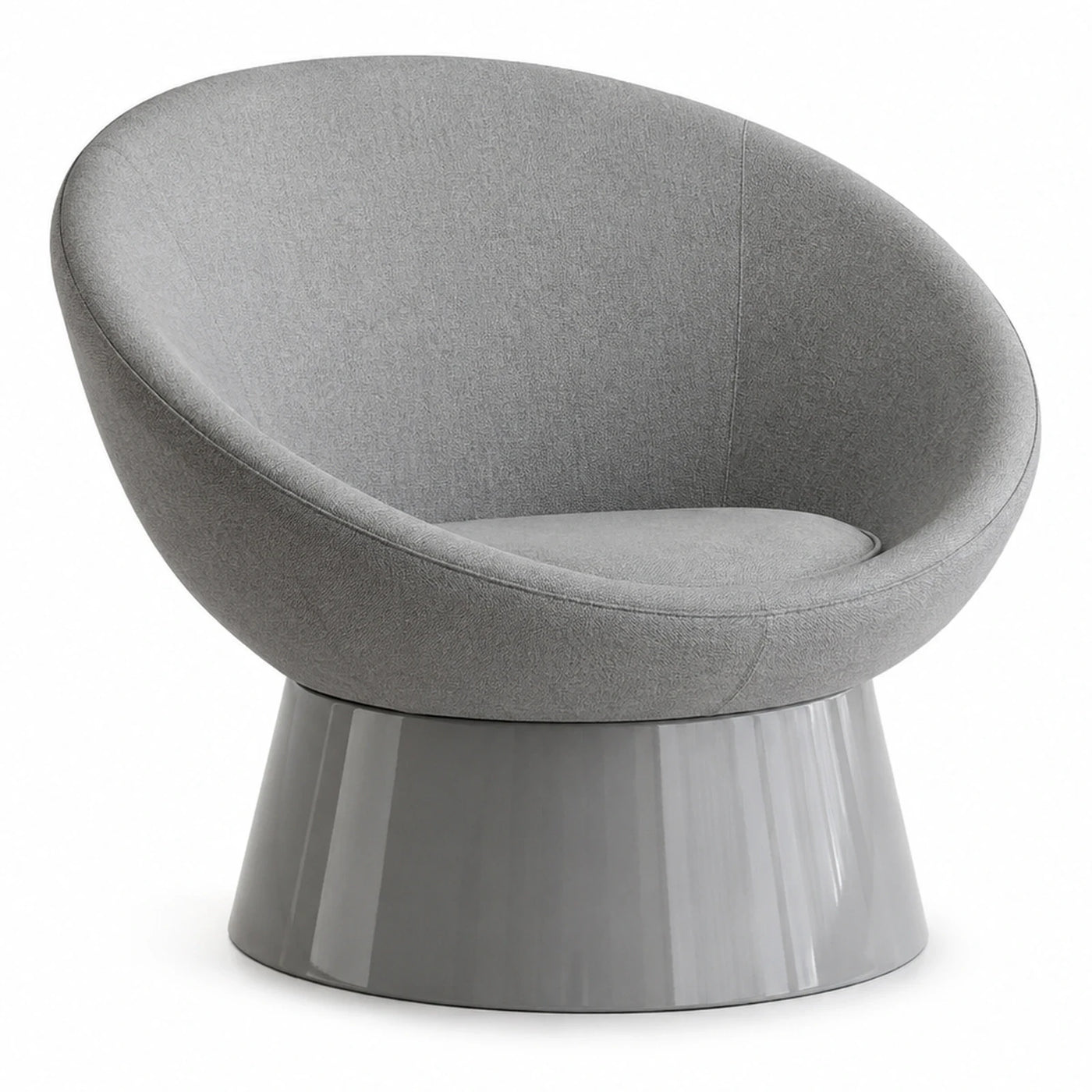 Grey Swivel Lounge Chair with Glossy Base