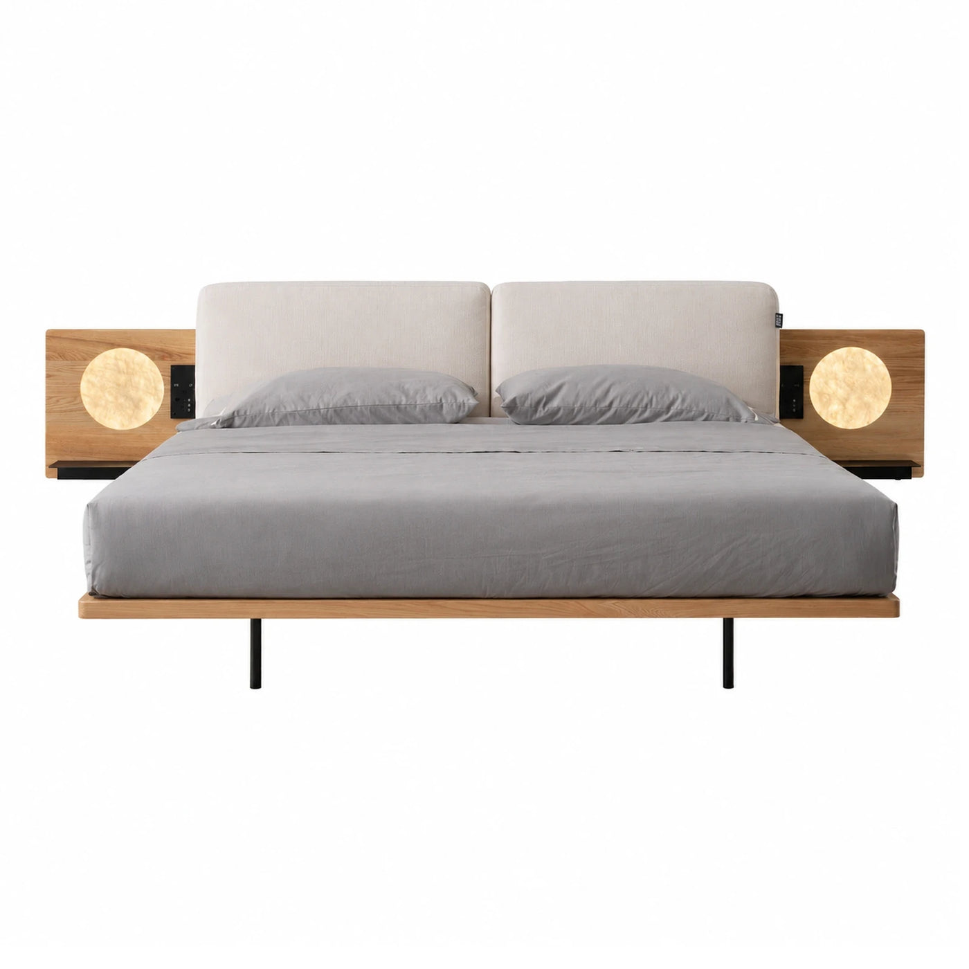 Modern Platform Bed with Integrated Lighting and Nightstands