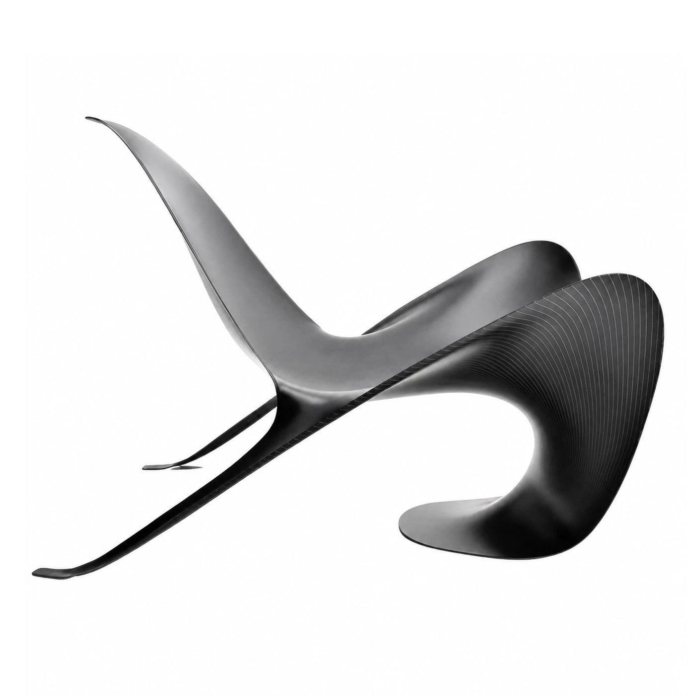 Black Sculptural Lounge Chair with Curved Design