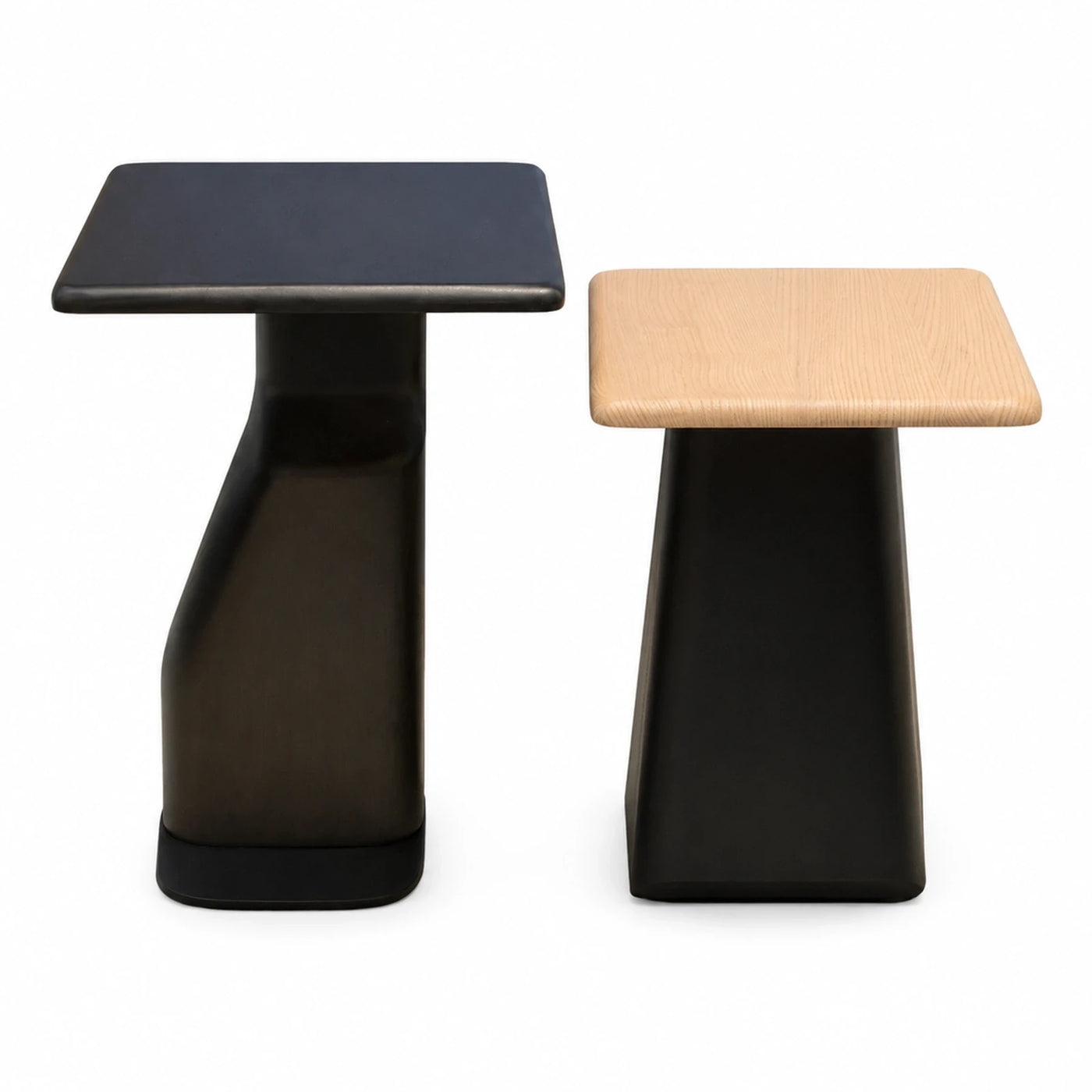 Modern Square Top Side Table with Sculptural Base