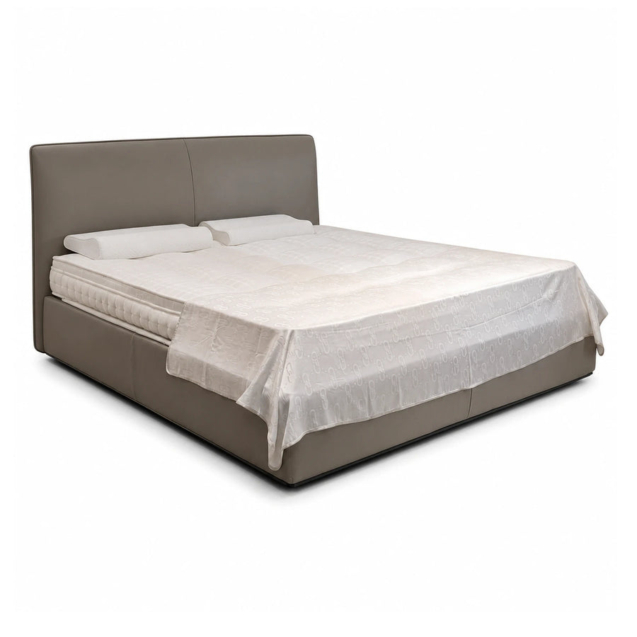Modern Grey Upholstered Platform Bed Frame
