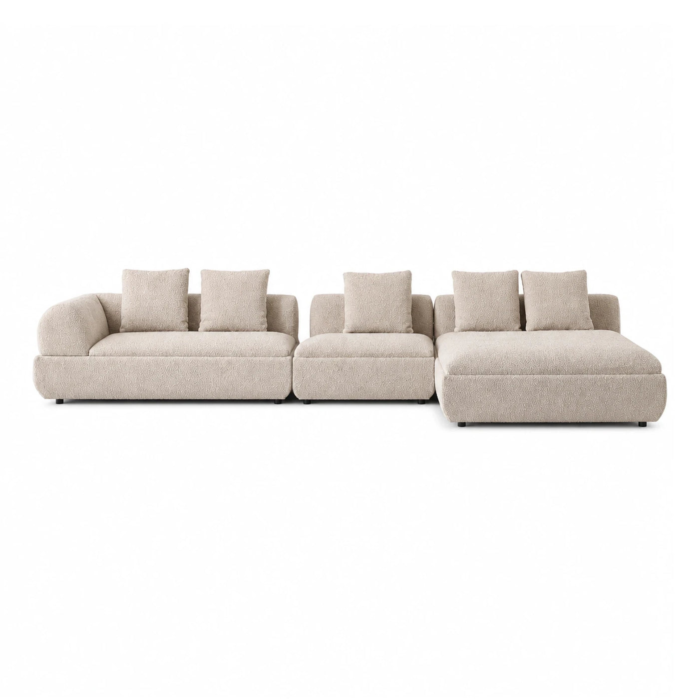 Modular Beige Boucle Sectional Sofa with Chaise