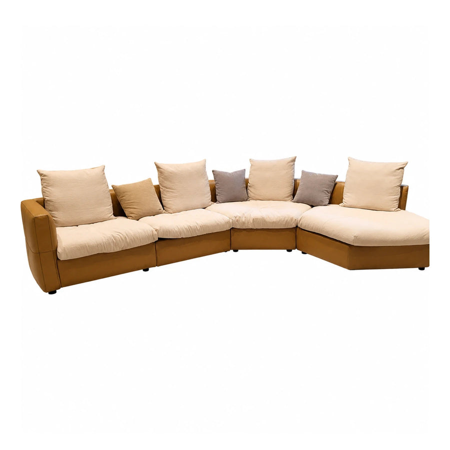 Modular Curved Sectional Sofa with Cream Cushions