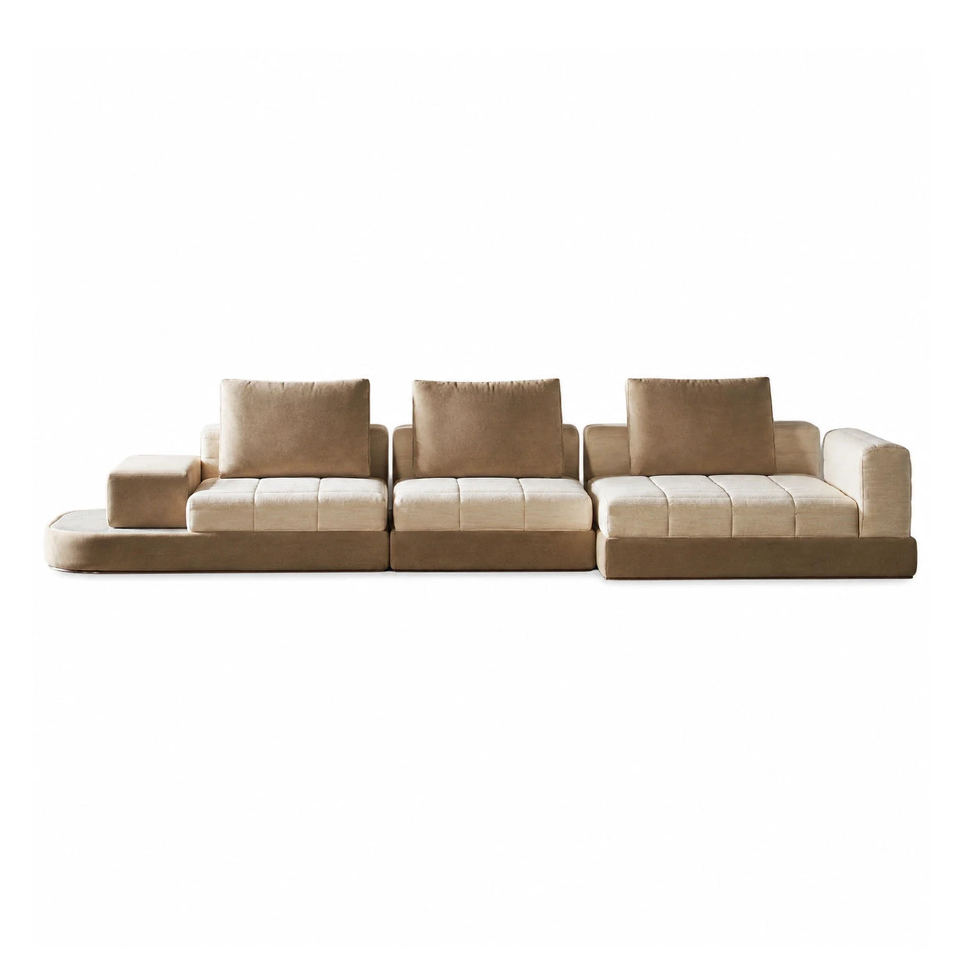 Modular Beige Fabric Sectional Sofa with Chaise