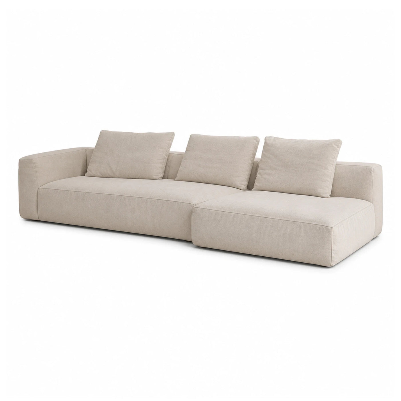 Beige Modular Sectional Sofa with Three Cushions