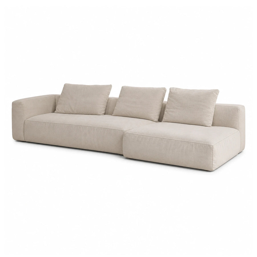 Beige Modular Sectional Sofa with Three Cushions