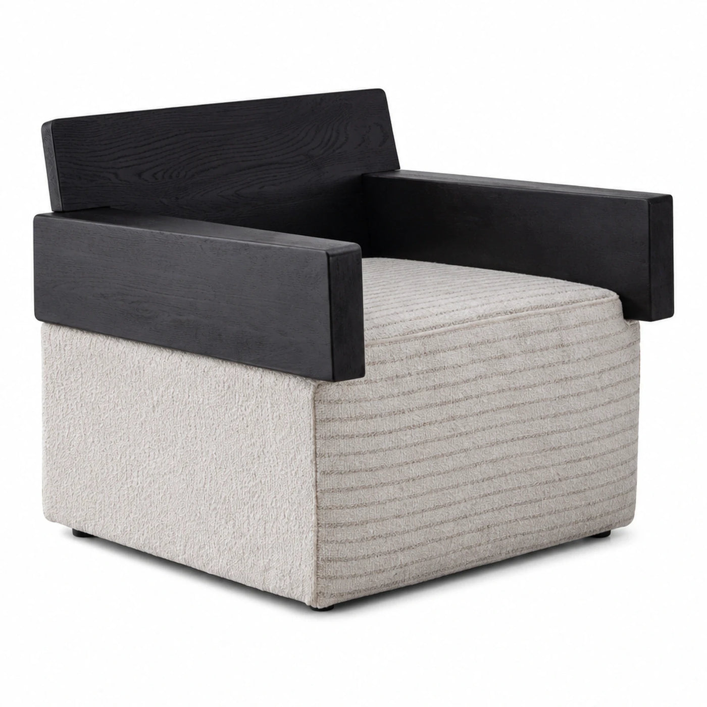 Black Wood Frame Boucle Lounge Chair
