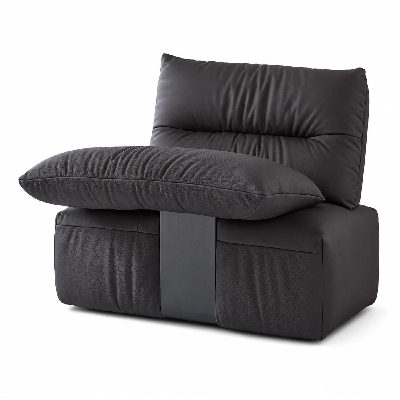 Black Modular Lounge Chair with Plush Cushions