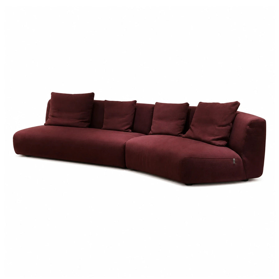 Brown Fabric Linear Burgundy Modular Sectional Sofa with Cushions Sectionals