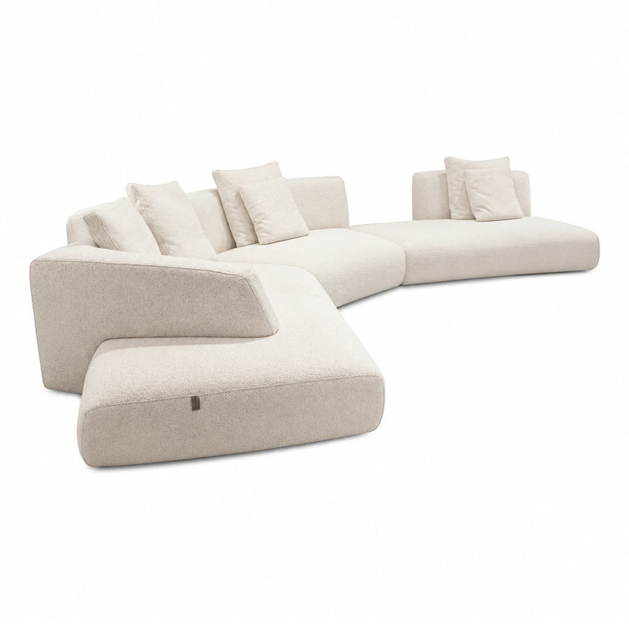Cream Modular Sectional Sofa with Boucle Fabric