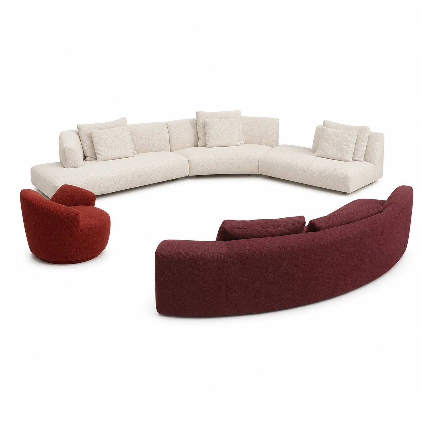 Curved Modular Sectional Sofa Set with Lounge Chair