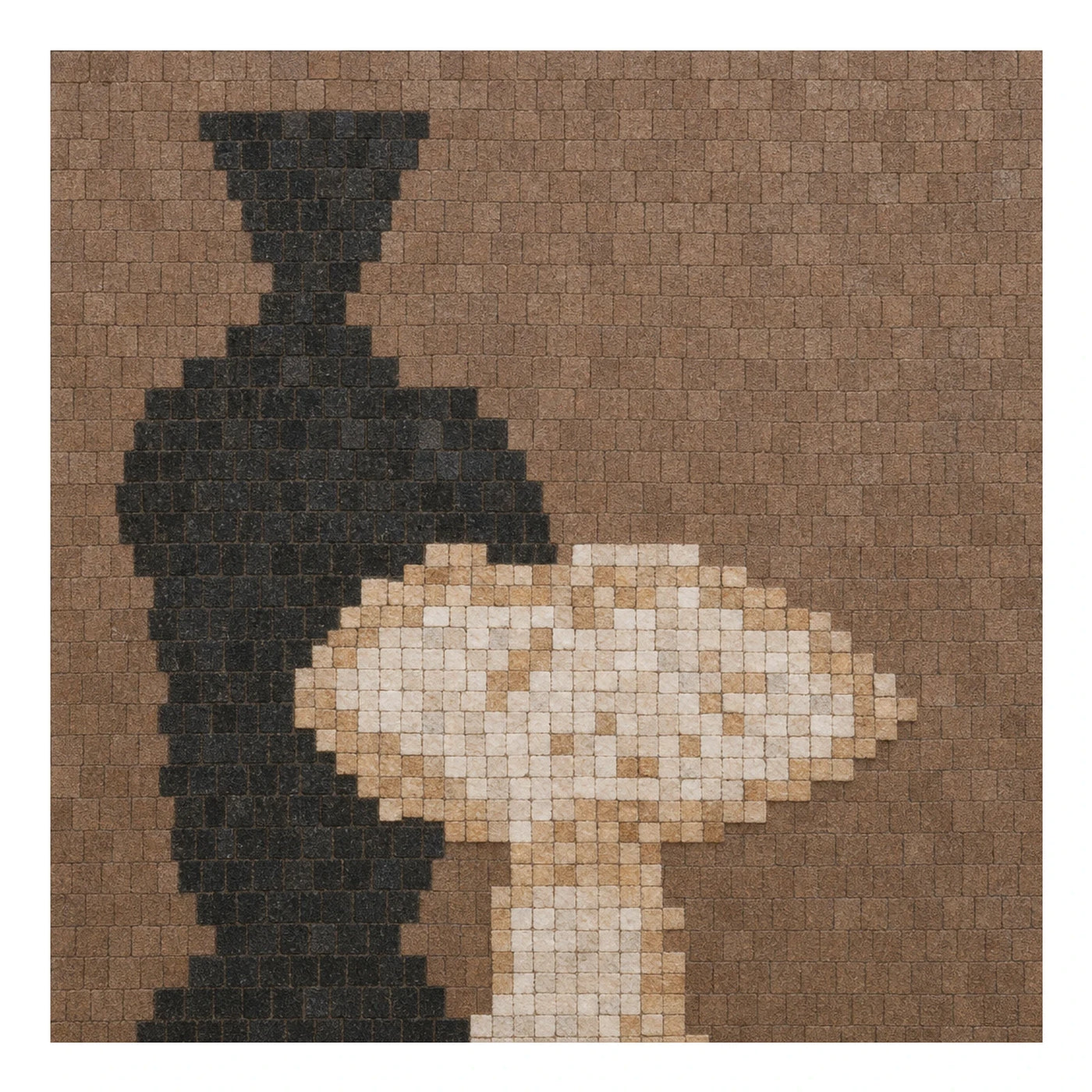 Mosaic Floor Tile with Vase and Mushroom Motif