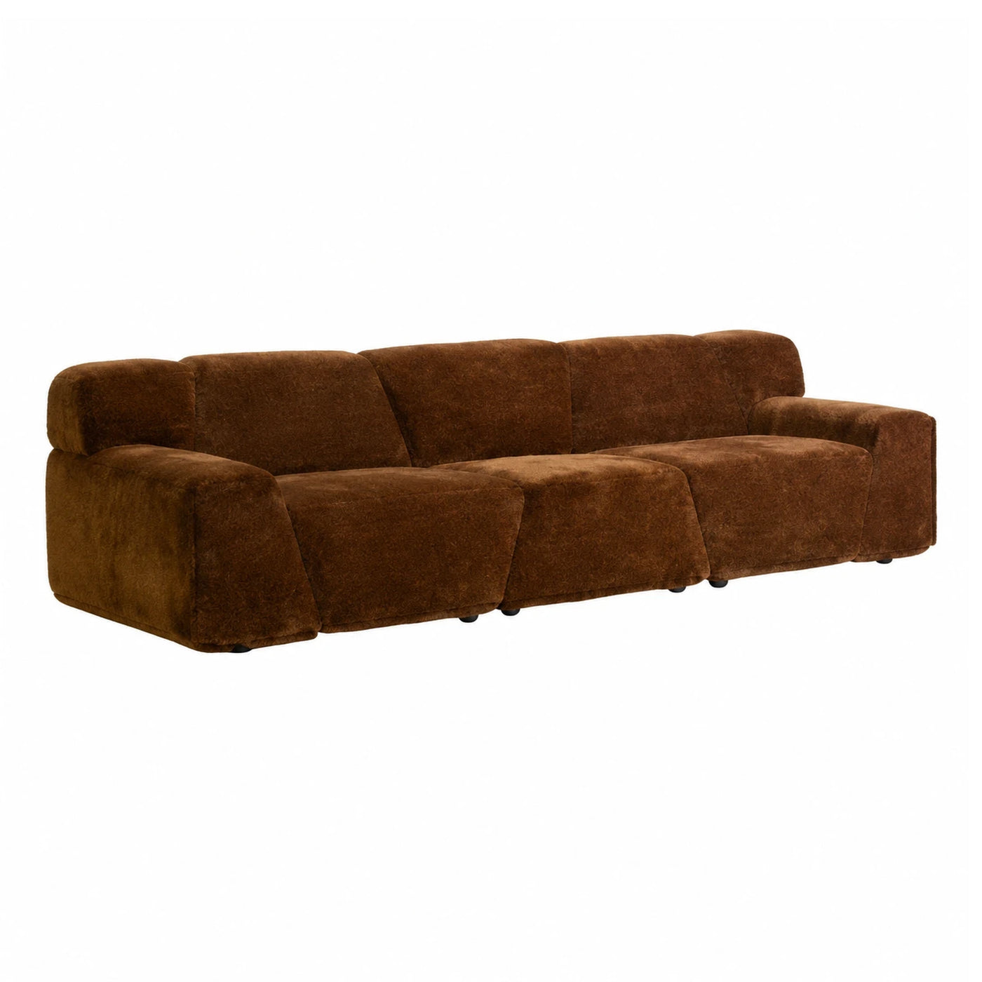 Brown Modular Fabric Sofa with Low Profile