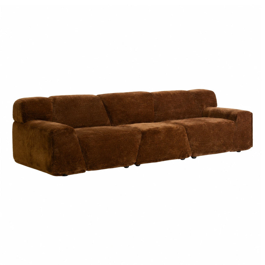 Brown Modular Fabric Sofa with Low Profile