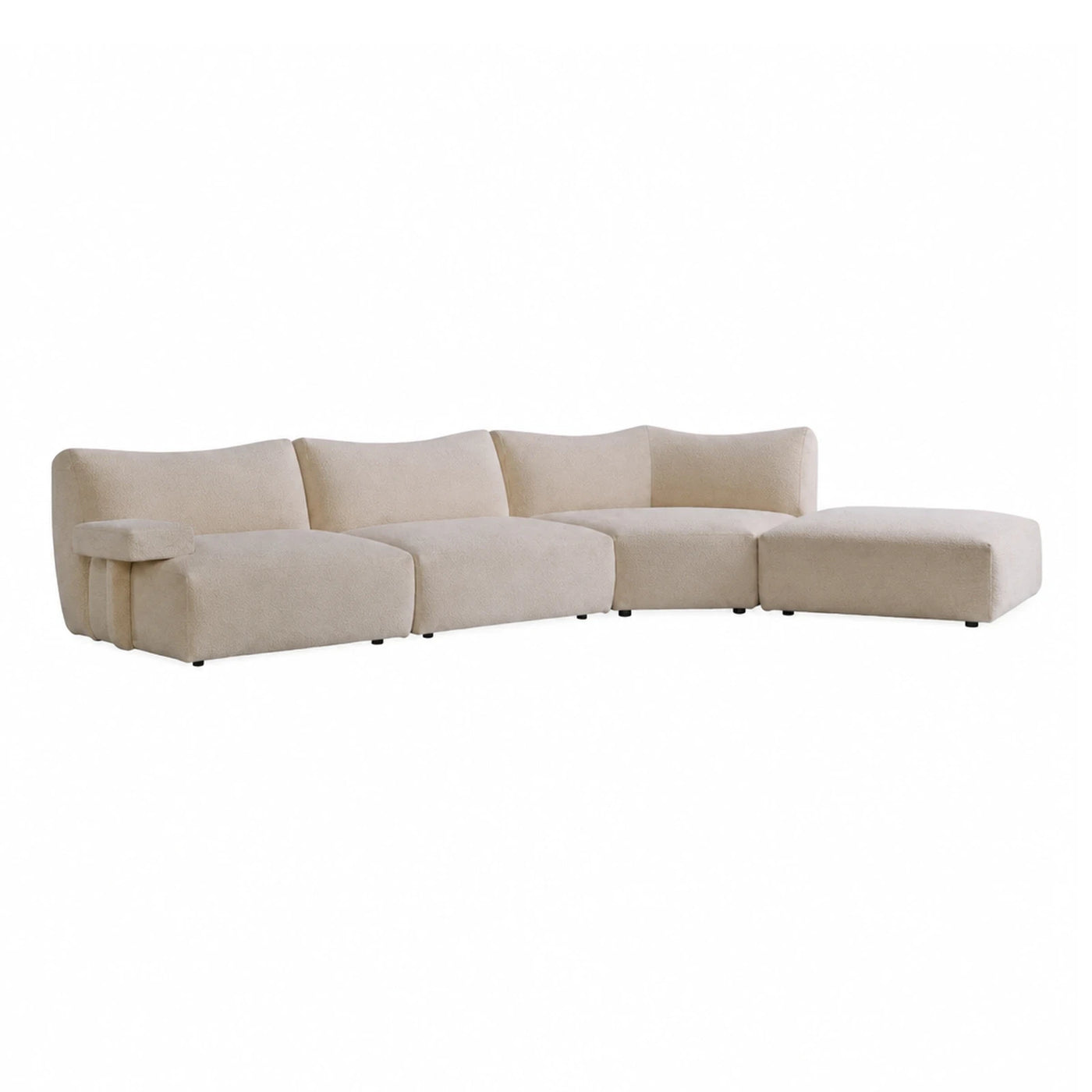 Cream Modular Sectional Sofa with Curved Backrest