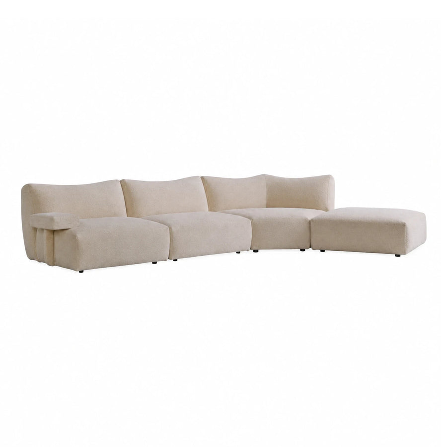 Cream Modular Sectional Sofa with Curved Backrest