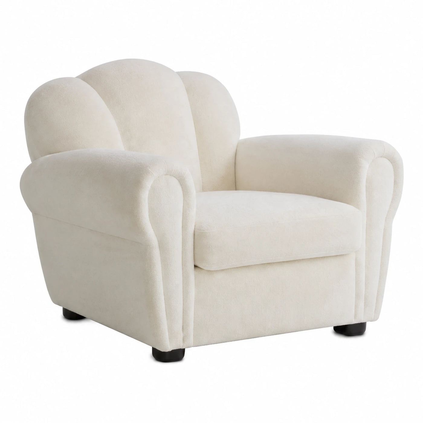 Cream Boucle Shell Back Accent Armchair