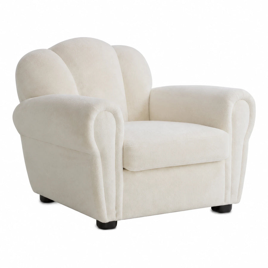 Cream Boucle Shell Back Accent Armchair