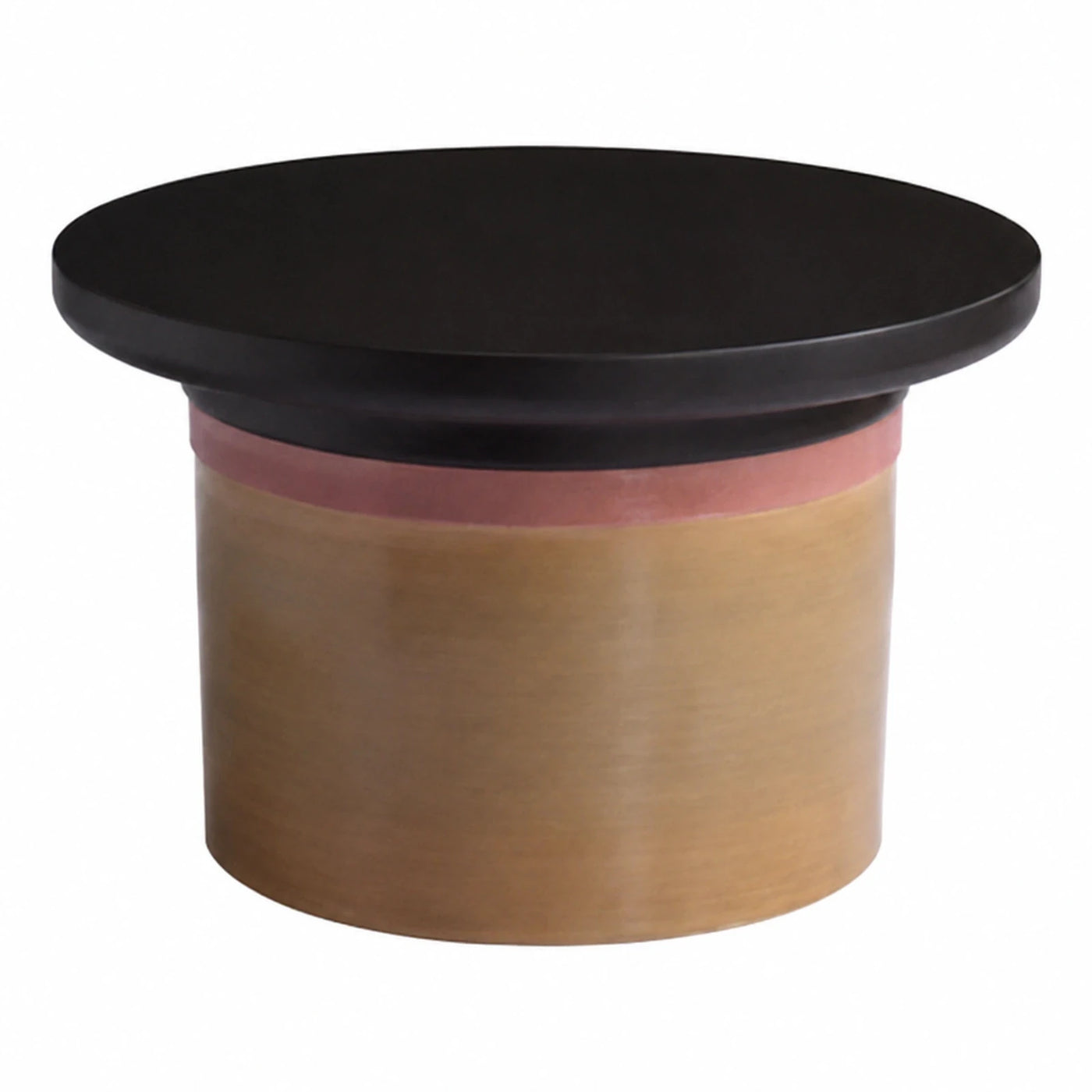 Round Black Top Coffee Table with Wood Base