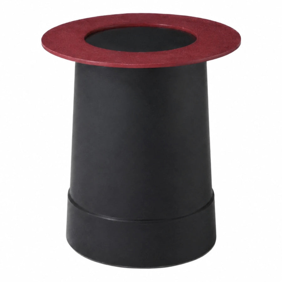 Black Cylindrical Side Table with Red Rim