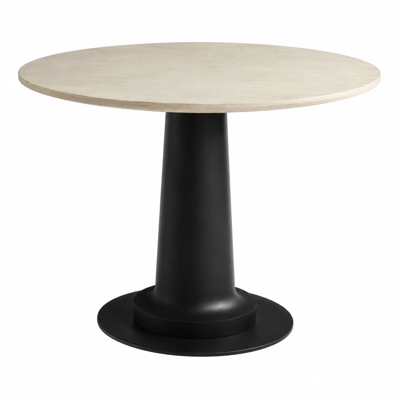 Round Pedestal Dining Table with Black Base