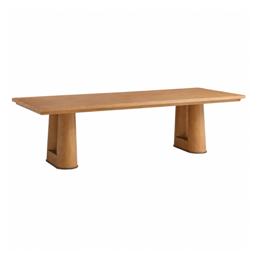 Light Wood Rectangular Dining Table with Pedestal Base