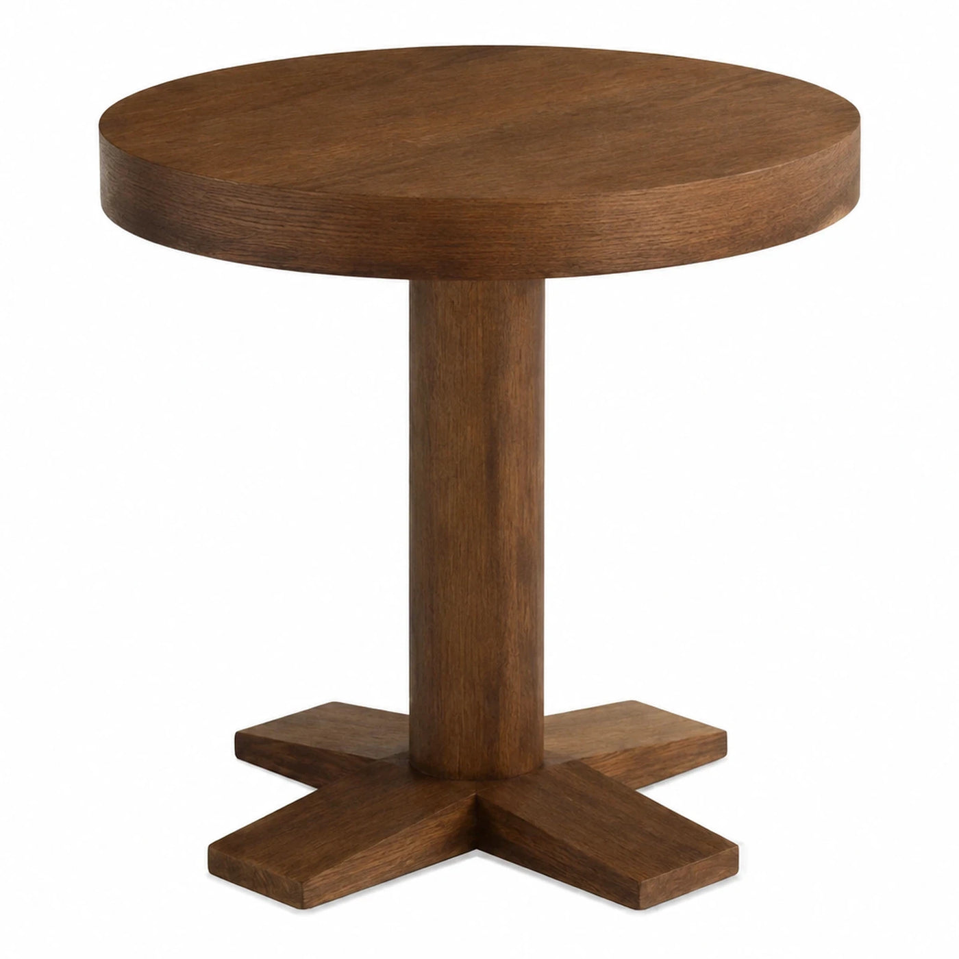 Round Wooden Side Table with Pedestal Base