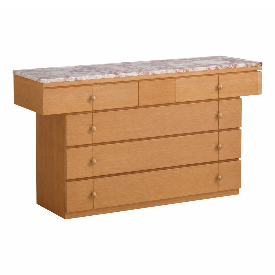 Light Wood Dresser with Marble Top