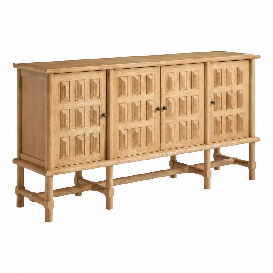 Light Oak Wood Sideboard with Paneled Doors