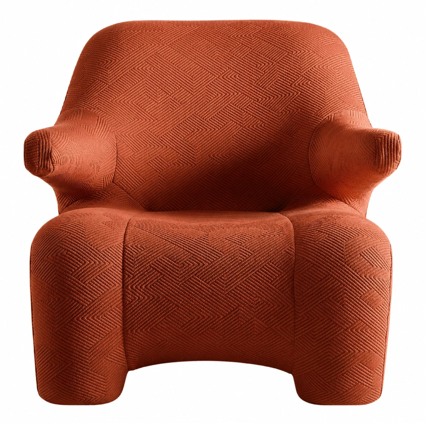 Rust Orange Geometric Quilted Lounge Chair