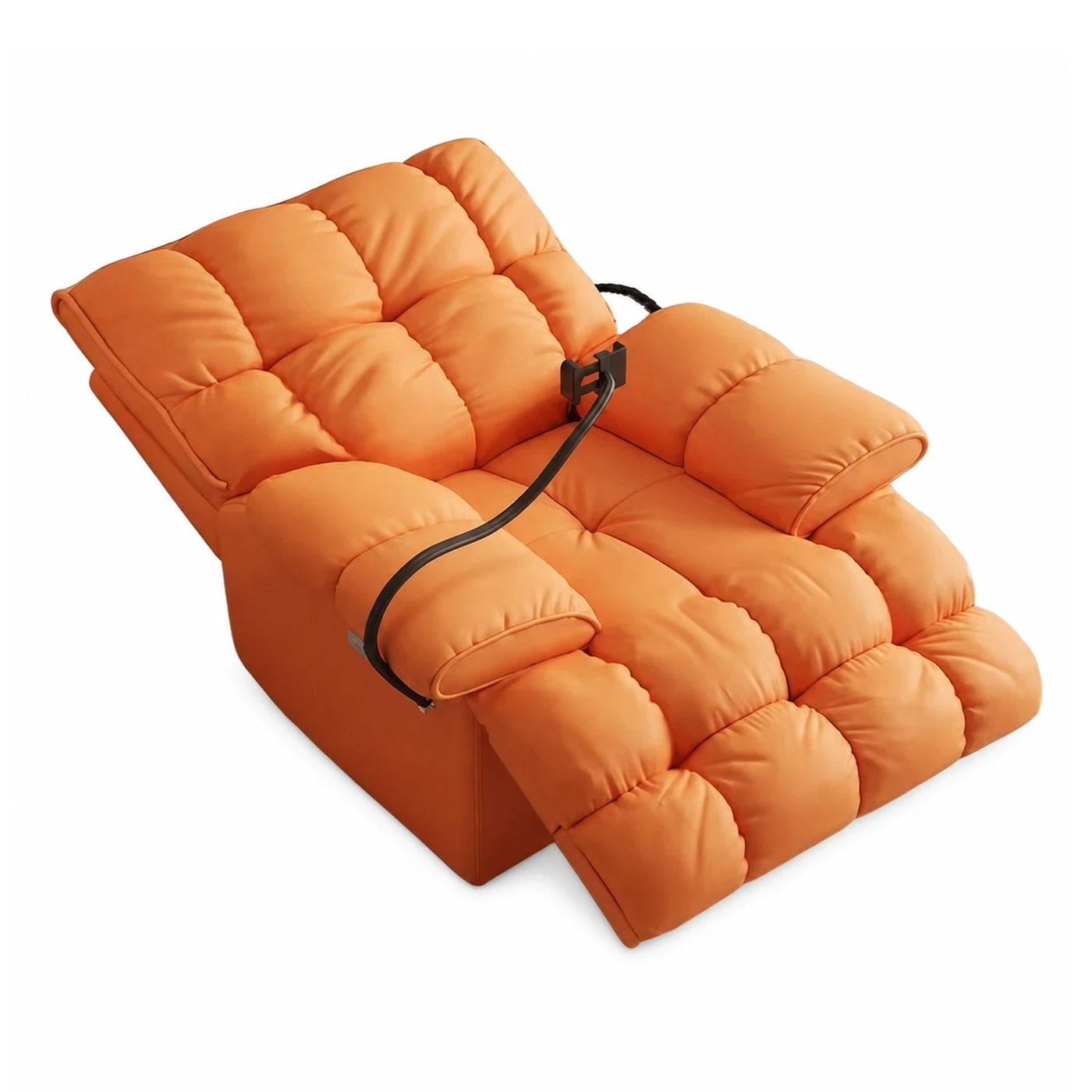 Orange Padded Floor Recliner Chair with Adjustable Backrest