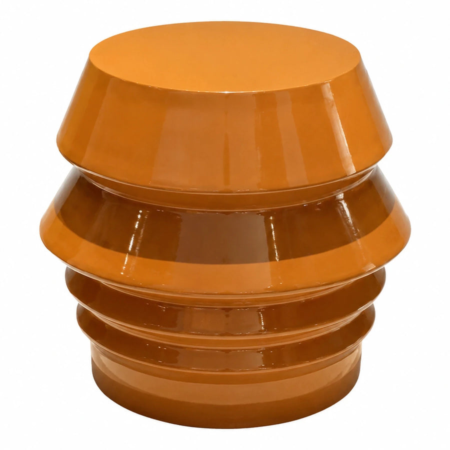 Glossy Orange Tiered Ceramic Stool