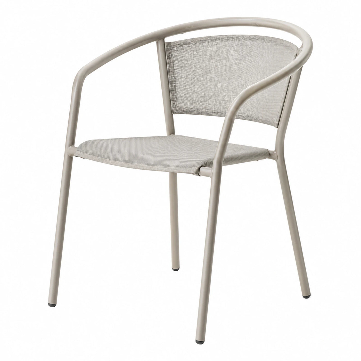 Beige Metal Mesh Armchair with Curved Backrest
