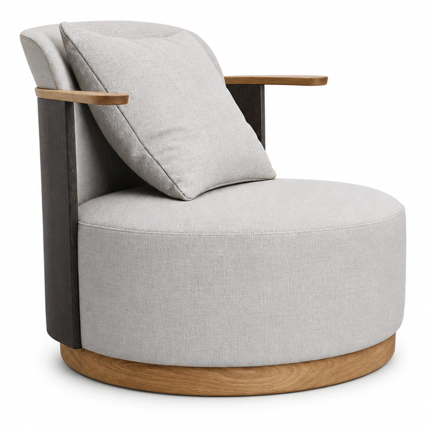 Round Swivel Lounge Chair with Wood Base