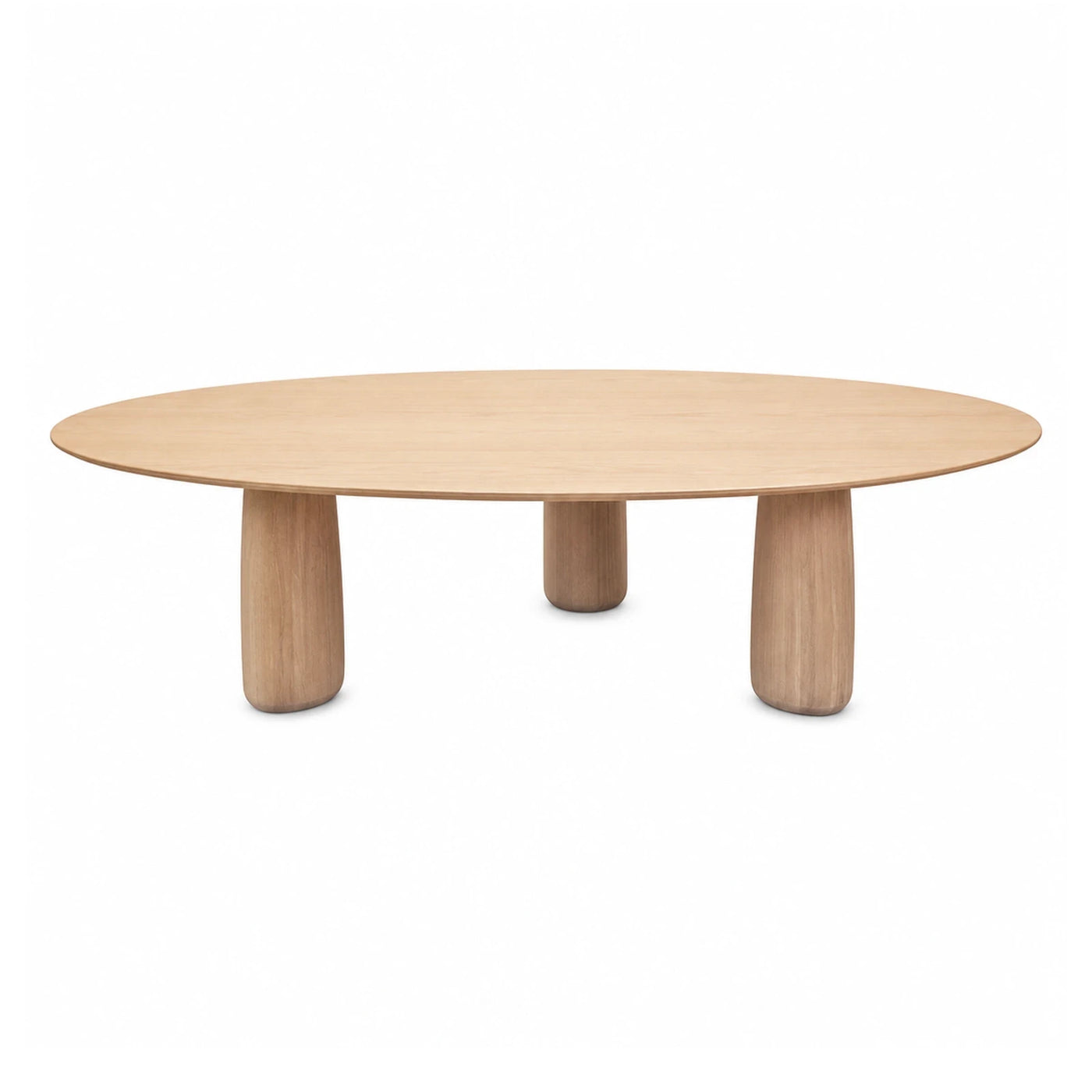 Oval Light Wood Dining Table with Cylindrical Legs