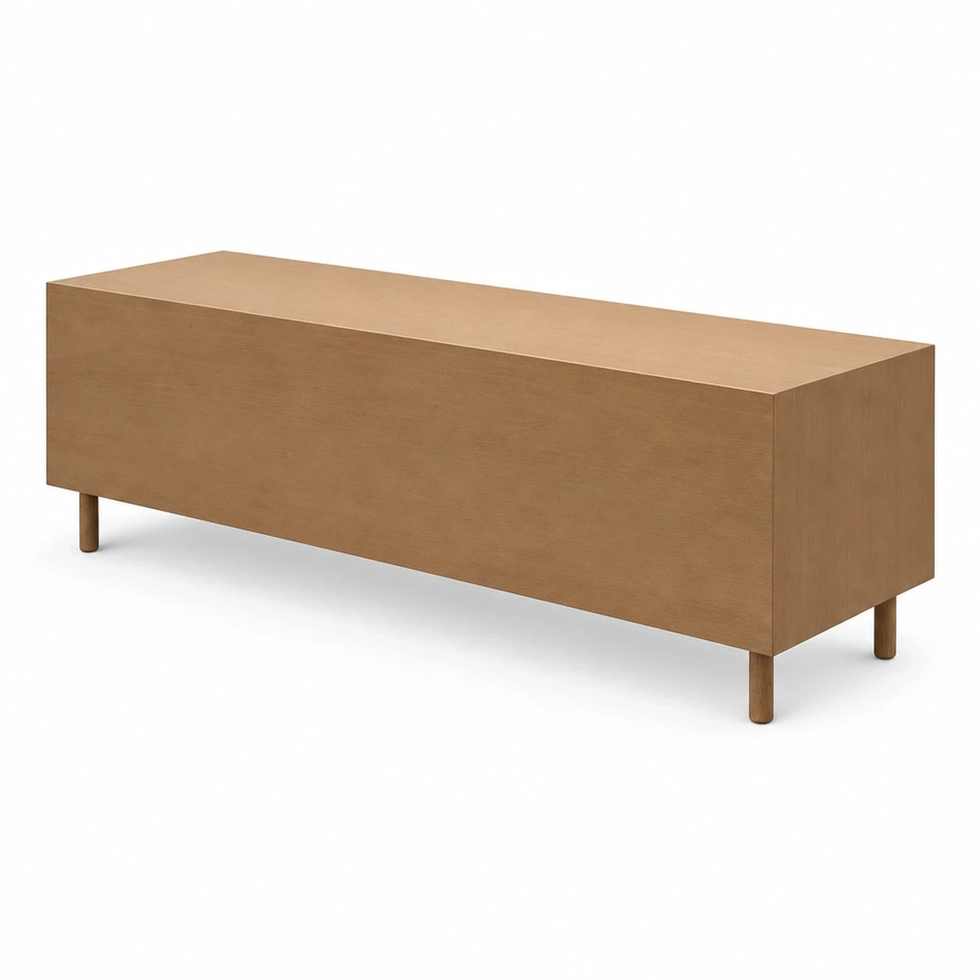 Light Wood Rectangular Media Console with Tapered Legs