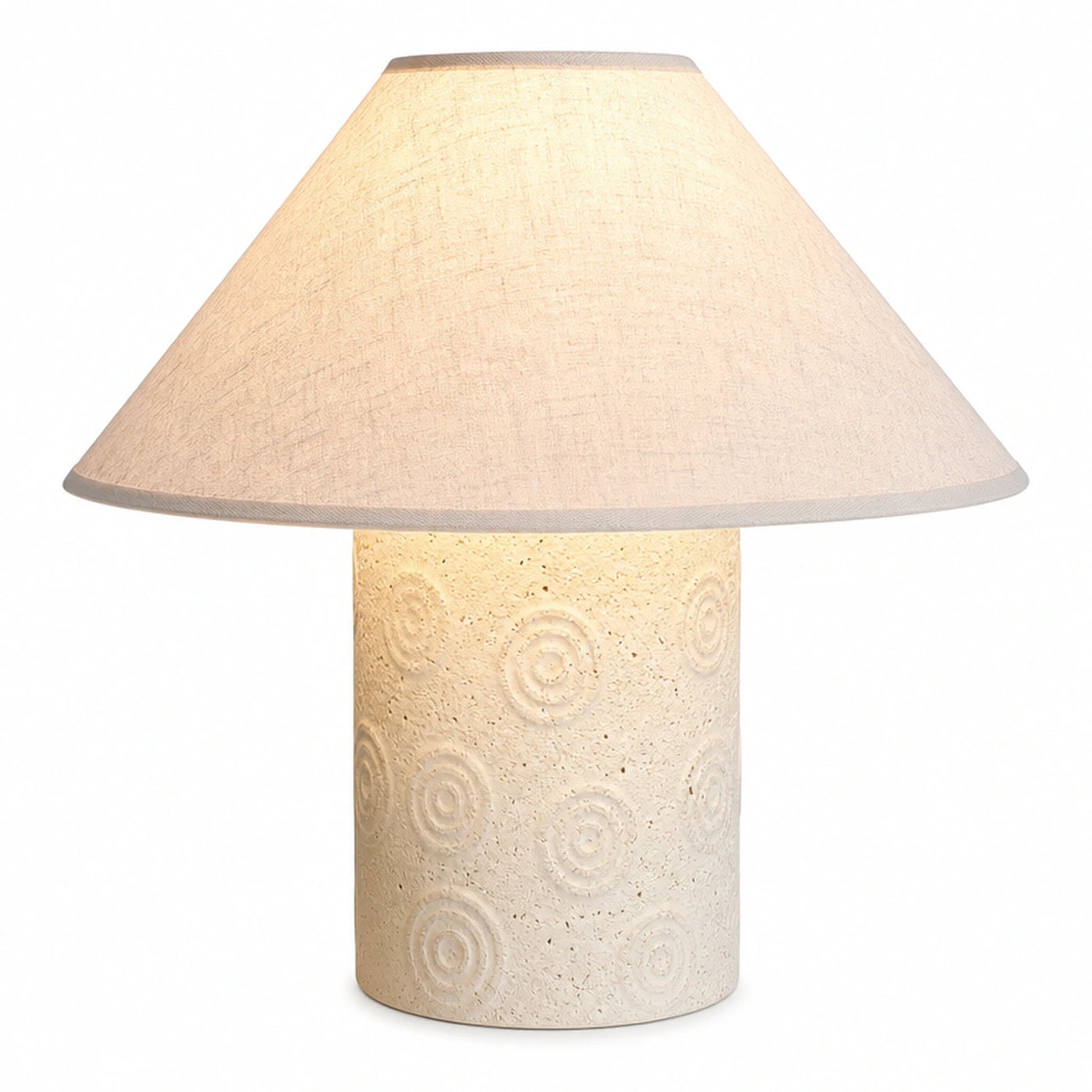 Textured Stone Table Lamp with Fabric Shade