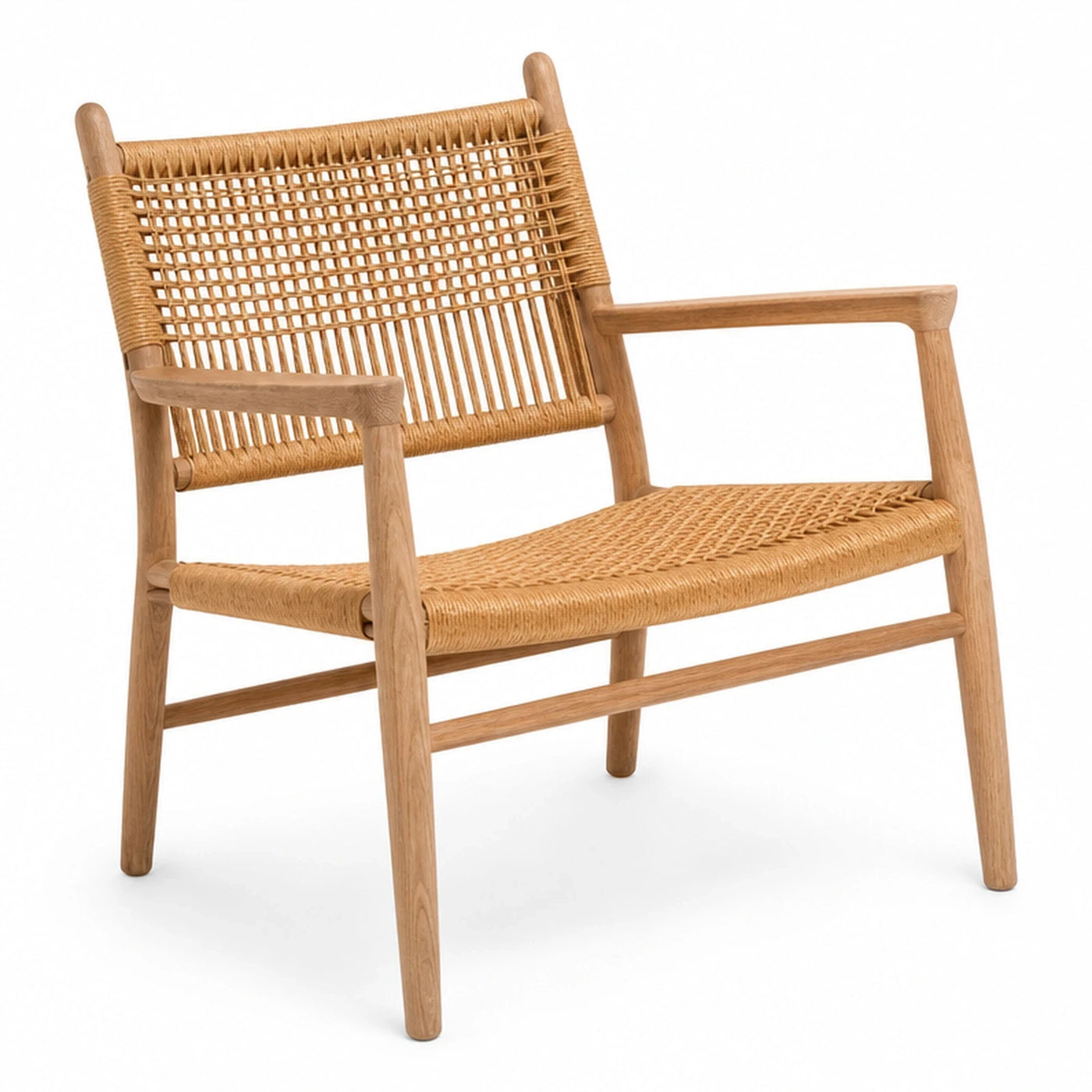 Wooden Frame Rattan Weave Lounge Chair