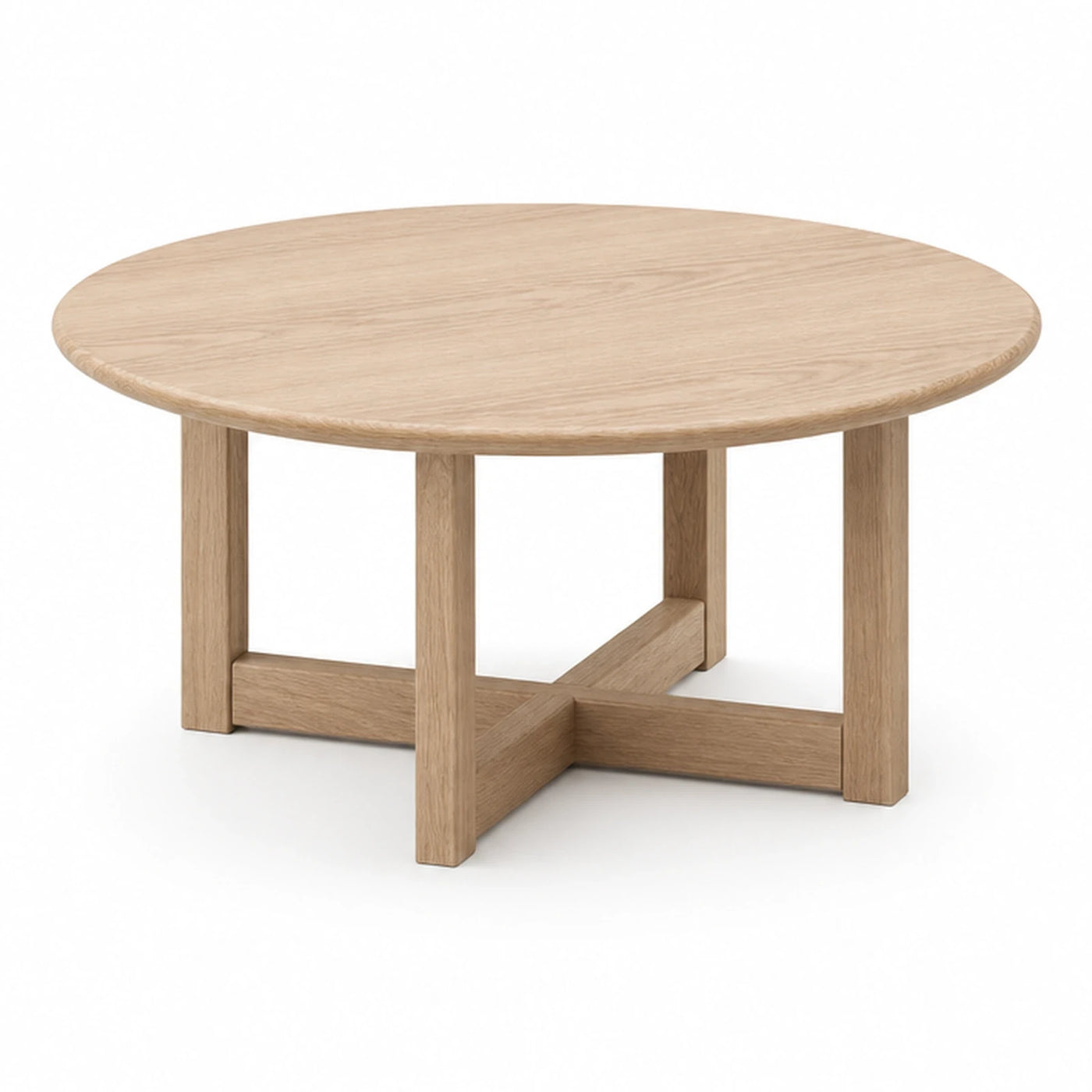Round Light Oak Wood Coffee Table